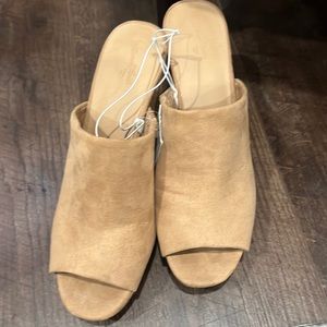 Suede Cork Platform Sandals